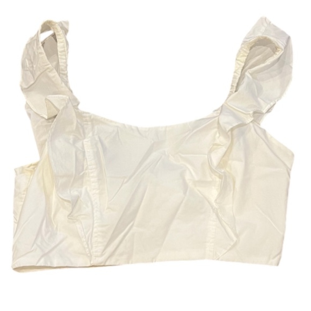 Wilfred white ruffle cotton cropped tank